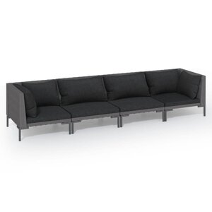 vidaXL Salon de jardin 4 Pièces avec coussins Résine tressée Gris foncé
