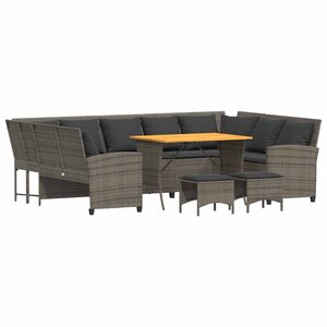 vidaXL Salon de jardin 4 Pièces avec coussins gris résine tressée