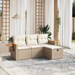 vidaXL Salon de jardin avec coussins 4 Pièces beige résine tressée