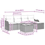 Ensemble de Canapés de Jardin vidaXL 6 Pièces avec Coussins Gris Rotin Poly