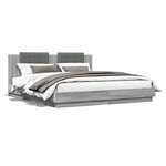 vidaXL Cadre de lit tête de lit et lumières LED sonoma gris 200x200 cm