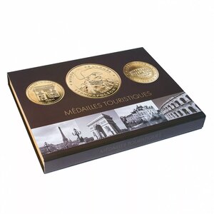 Classeur album bleu + 20 feuilles numismatiques pour jetons medailles  monnaie de paris
