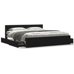 vidaXL Cadre de lit avec tête de lit noir 200x200 cm bois d'ingénierie