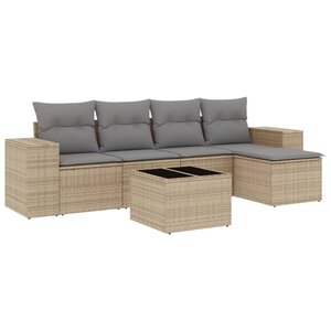 vidaXL Salon de jardin avec coussins 6 Pièces beige résine tressée