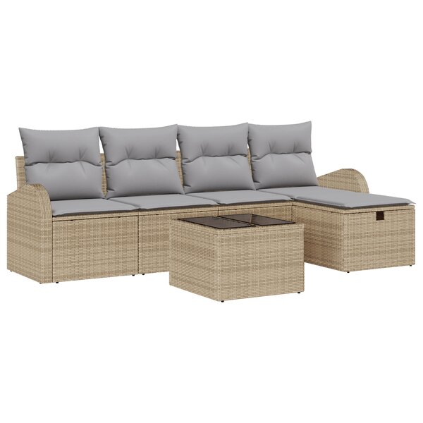 vidaXL Ensemble de 6 Canapés de Jardin avec Coussins Beige en Rattan