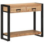 Table Console vidaXL Noire 90x33x75 cm en Acacia Massif et Métal