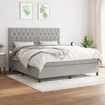 vidaXL Sommier à lattes de lit avec matelas Gris clair 160x200cm Tissu