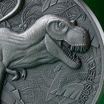 Pièce de monnaie en Argent 2000 Francs g 62.2 (2 oz) Millésime 2024 Lost World coin TYRANNOSAURUS REX