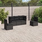 vidaXL Salon de jardin 5 Pièces avec coussins noir résine tressée