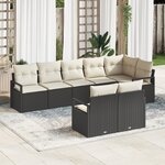 vidaXL Ensemble Canapé de Jardin de 8 Pièces avec Coussins Noir Poly Rattan