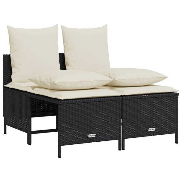 vidaXL Salon de jardin 4 Pièces avec coussins noir résine tressée