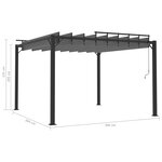 vidaXL Tonnelle avec toit à persienne 3x3 m Anthracite Tissu aluminium