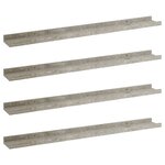 vidaXL Étagères murales 4 Pièces Gris béton 80x9x3 cm