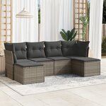 vidaXL Salon de jardin 6 Pièces avec coussins gris résine tressée