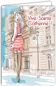 Carte sainte catherine bonne fête 25 novembre avec enveloppe blanche 12x17 5cm