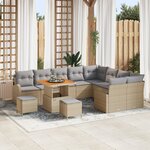 vidaXL Ensemble de Canapé de Jardin 12 Pièces avec Coussins Beige Rattan Acacia