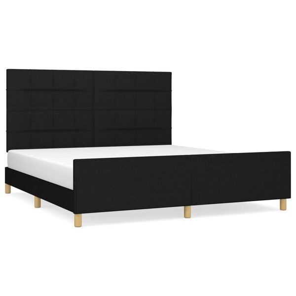 vidaXL Cadre de lit avec tête de lit Noir 180 x 200 cm Tissu