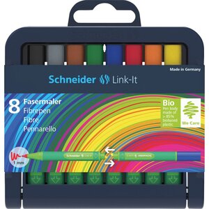 Boîte de 8 stylos Feutre Fibre Combinable Link-It 1,0 assorti Étui chevalet SCHNEIDER