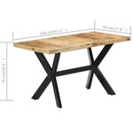 vidaXL Table à manger 140x70x75 cm Bois de manguier massif brut