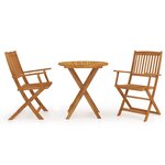 vidaXL Ensemble à manger de jardin pliable 3 Pièces Bois d'acacia solide
