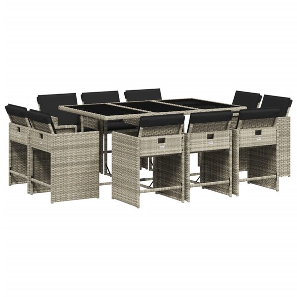 vidaXL Ensemble à manger de jardin 11Pièces avec coussins gris poly rotin