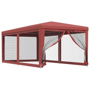 vidaXL Tente de fête avec 6 parois latérales en maille Rouge 3x6m PEHD
