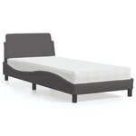 vidaXL Lit avec matelas gris 90x200 cm similicuir