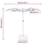 vidaXL Parasol à double tête avec LED rouge bordeaux 316x240 cm