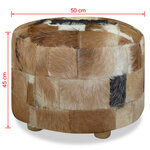 vidaXL Pouf Cuir véritable Rond 50 x 50 x 45 cm