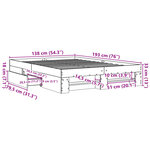 vidaXL Cadre de lit chêne sonoma 135x190 cm bois d'ingénierie