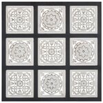 vidaXL Panneau mural sculpté à la main MDF 60x60x1 5 cm Noir et blanc