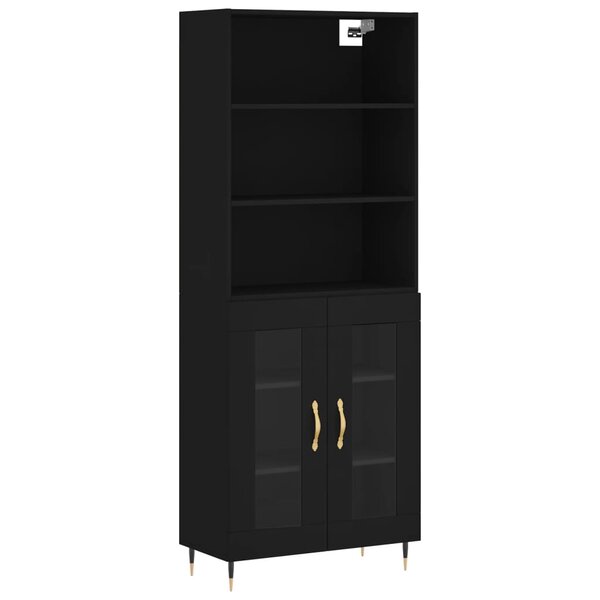vidaXL Buffet haut Noir 69 5x34x180 cm Bois d'ingénierie