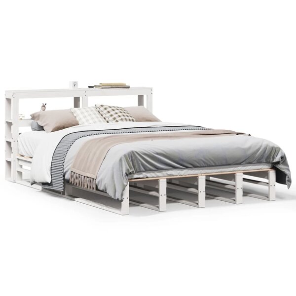 vidaXL Cadre de lit sans matelas blanc 150x200 cm bois de pin massif