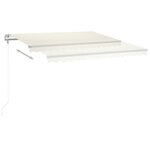 vidaXL Auvent manuel rétractable avec LED 4 5x3 m Crème