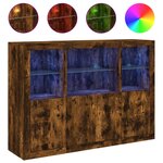 vidaXL Buffets avec lumières LED 3 Pièces chêne fumé bois d'ingénierie