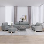 vidaXL Ensemble de canapés 4 Pièces avec coussins Gris clair Tissu