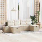 vidaXL Ensemble de salon de jardin de 6 pièces avec coussins beige en rattan poly