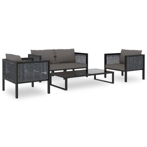 vidaXL Salon de jardin 5 Pièces avec coussins résine tressée anthracite