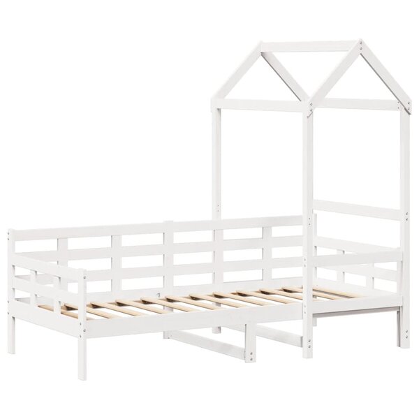 vidaXL Lit de jour avec toit blanc 90x190 cm bois de pin massif