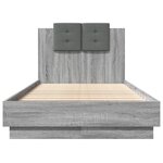 vidaXL Cadre de lit tête de lit et lumières LED sonoma gris 75x190 cm