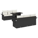 Ensemble de canapé de jardin de 7 pièces vidaXL avec coussins en rattan poly noir
