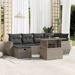 vidaXL Salon de jardin avec coussins 7 Pièces gris clair résine tressée