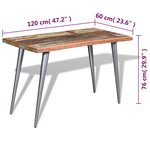 vidaXL Table à manger Bois de récupération 120x60x76 cm
