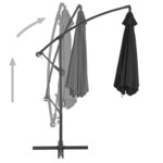 vidaXL Parasol déporté avec mât en aluminium 300 cm Noir