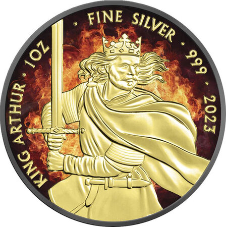 Pièce de monnaie en Argent 2 Pounds g 31.1 (1 oz) Millésime 2023 Burning Myths and Legends KING ARTHUR