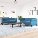 vidaXL Ensemble de canapés 2 Pièces bleu velours