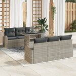 vidaXL Ensemble de 7 canapés de jardin avec coussins gris clair poly rattan