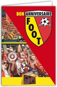 Carte bon anniversaire football racing club sang et or avec enveloppe 12x17 5cm