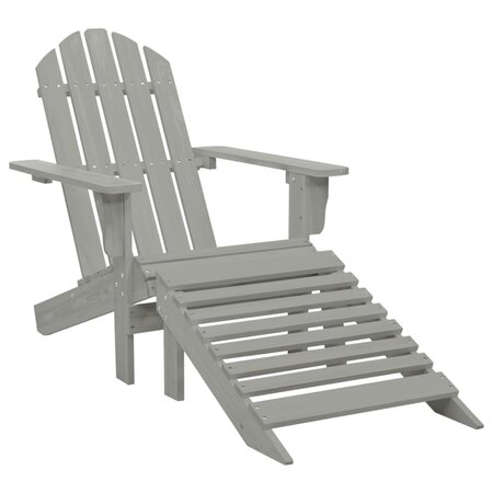 vidaXL Chaise de jardin avec pouf Bois Gris