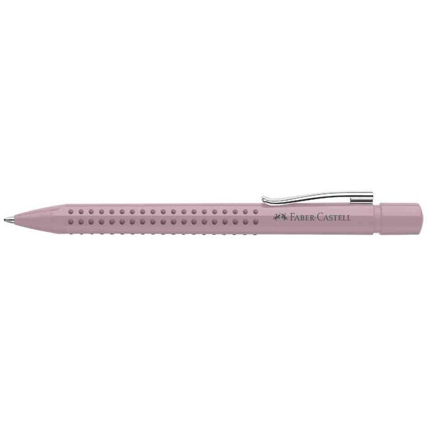 Stylo à bille rétractable grip 2010 pointe moyenne corps rose trait bleu faber-castell